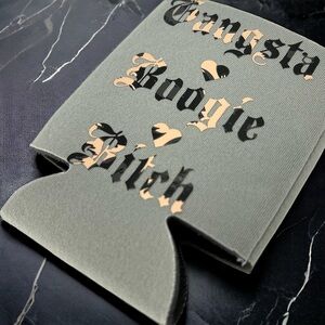 Gangsta Boogie B**** Koozie Can Sleeve Cheetah Print Handmade Grey